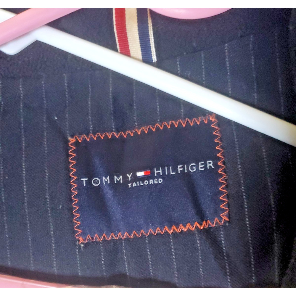 Tommy Hilfiger Men XL Pinstripe Puffer Vest Wool Blend Full Zip Snap Insulated - Picture 3 of 16